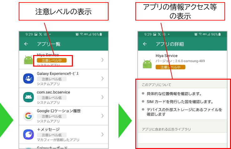 アプリチェック機能の概要後半