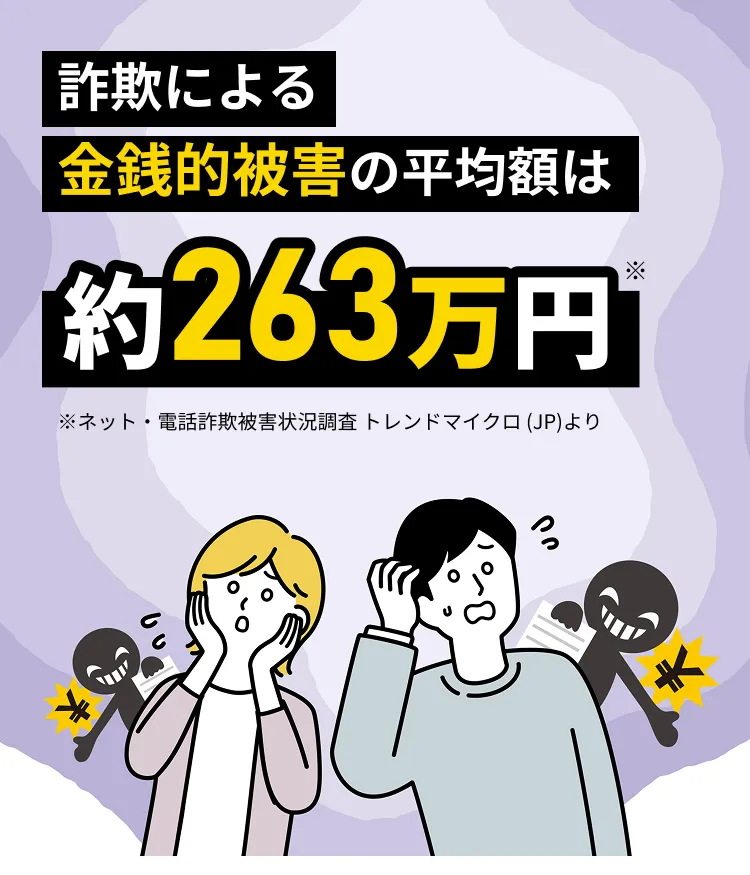 詐欺による金銭的被害の平均額は約263万円